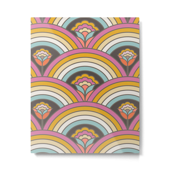 Retro Rainbow Flowers - multi-color Metal Print Gallery Image 1