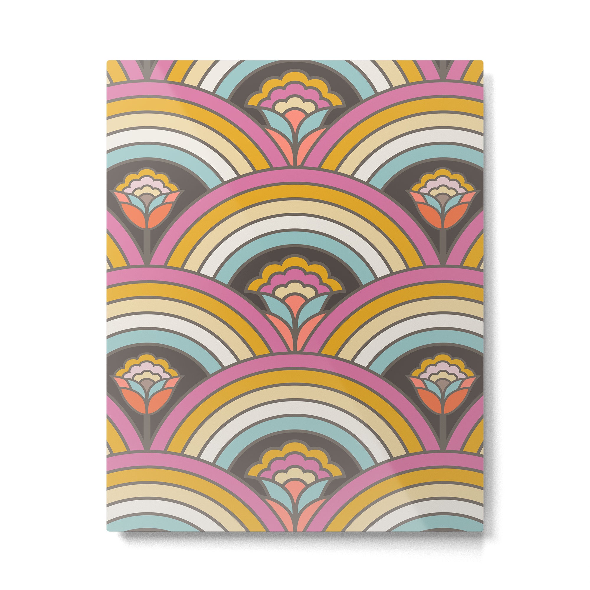 Retro Rainbow Flowers - multi-color Metal Print Gallery Image 6