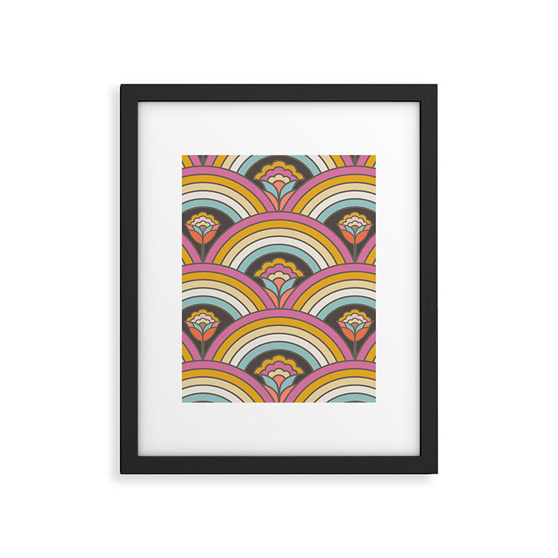 Retro Rainbow Flowers - multi-color Framed Art Print Gallery Image 6
