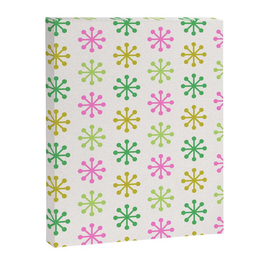 Retro Snowflakes - Pink & Green Canvas Print Gallery Image 8