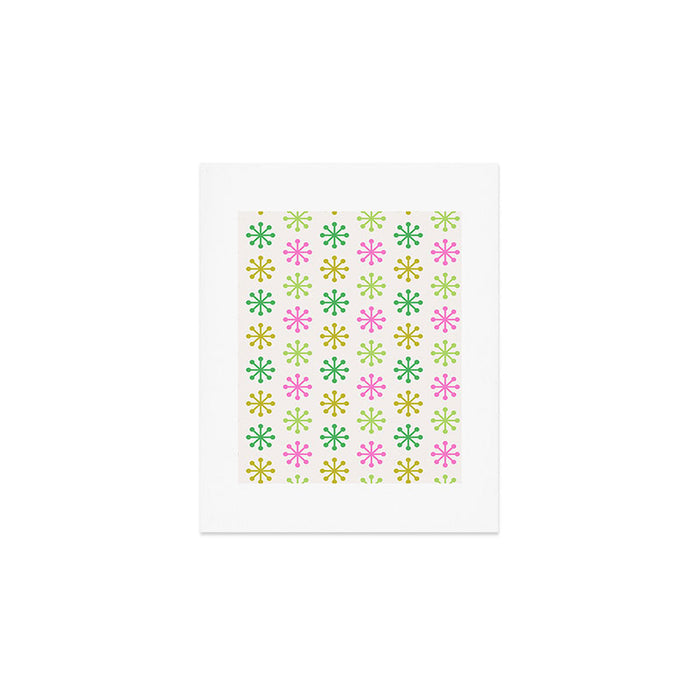 Retro Snowflakes - Pink & Green Art Print Gallery Image 1