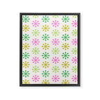 Retro Snowflakes - Pink & Green Framed Canvas Print Gallery Image 8