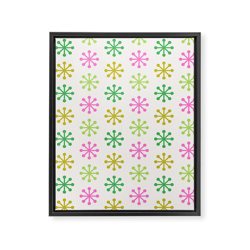 Retro Snowflakes - Pink & Green Framed Canvas Print Gallery Image 8