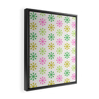 Retro Snowflakes - Pink & Green Framed Canvas Print Gallery Image 2