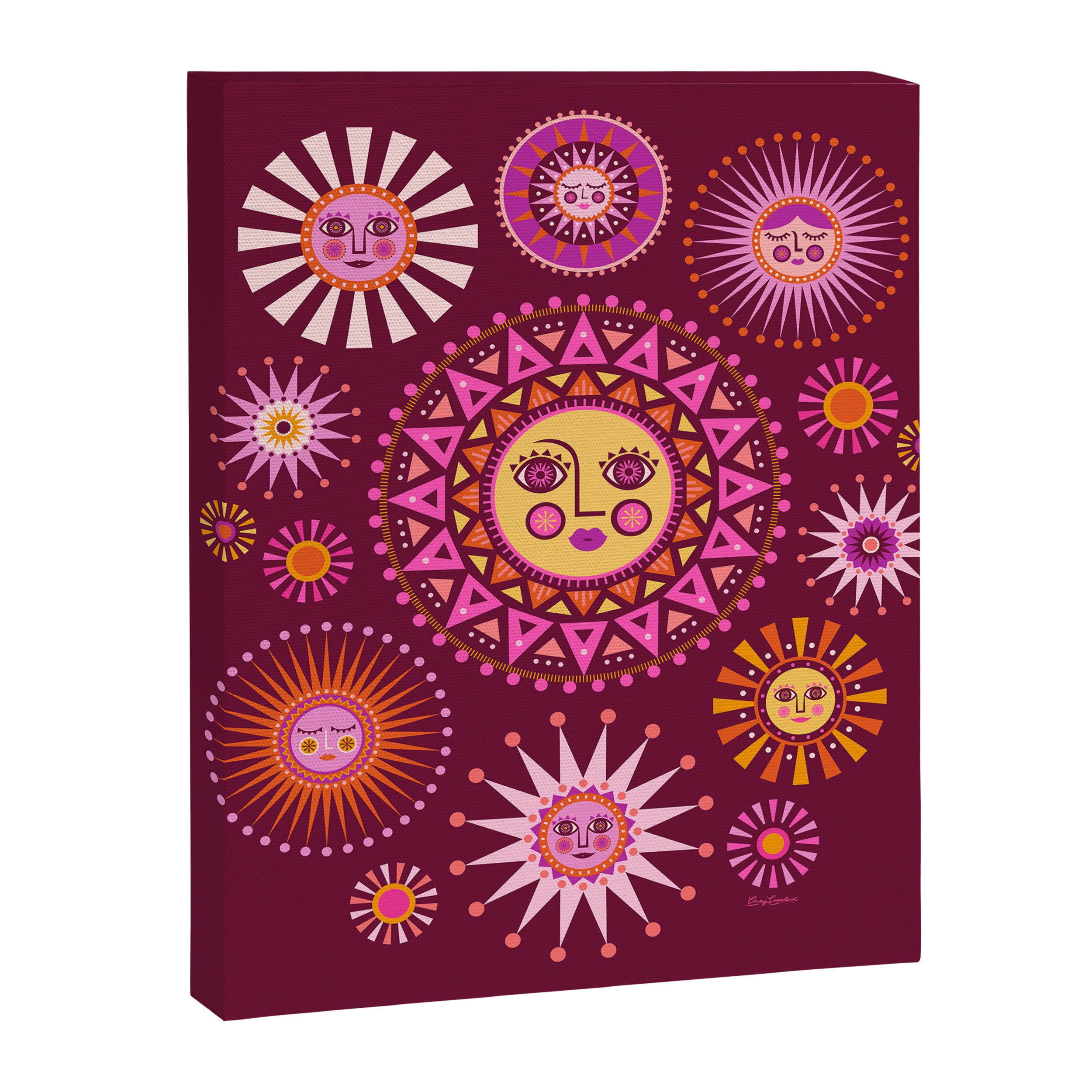 Retro Sun Faces - Pink and Magenta Canvas Print Gallery Image 6