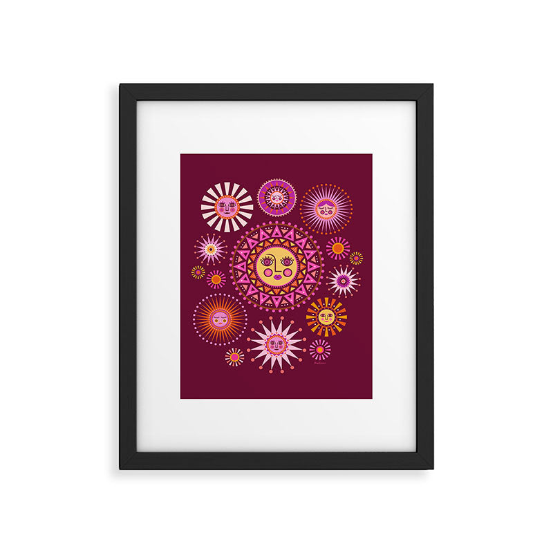 Retro Sun Faces - Pink and Magenta Framed Art Print Gallery Image 5