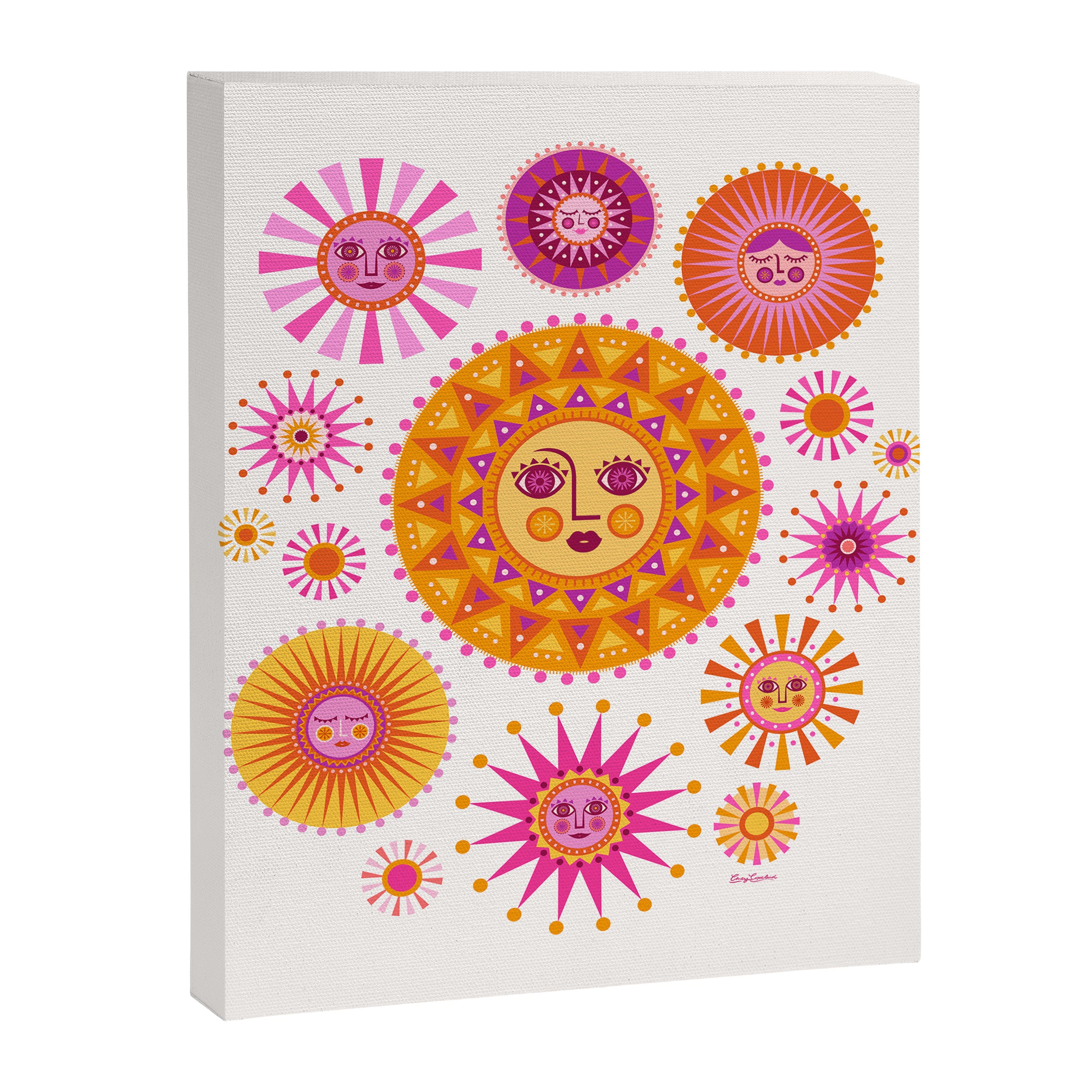 Retro Suns - Pink and Yellow Canvas Print Gallery Image 6
