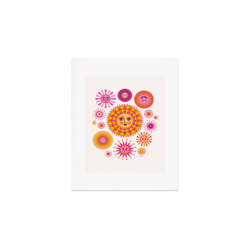 Retro Suns - Pink and Yellow Art Print Gallery Image 1