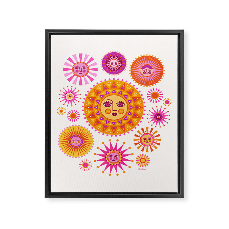 Retro Suns - Pink and Yellow Framed Canvas Print Gallery Image 6