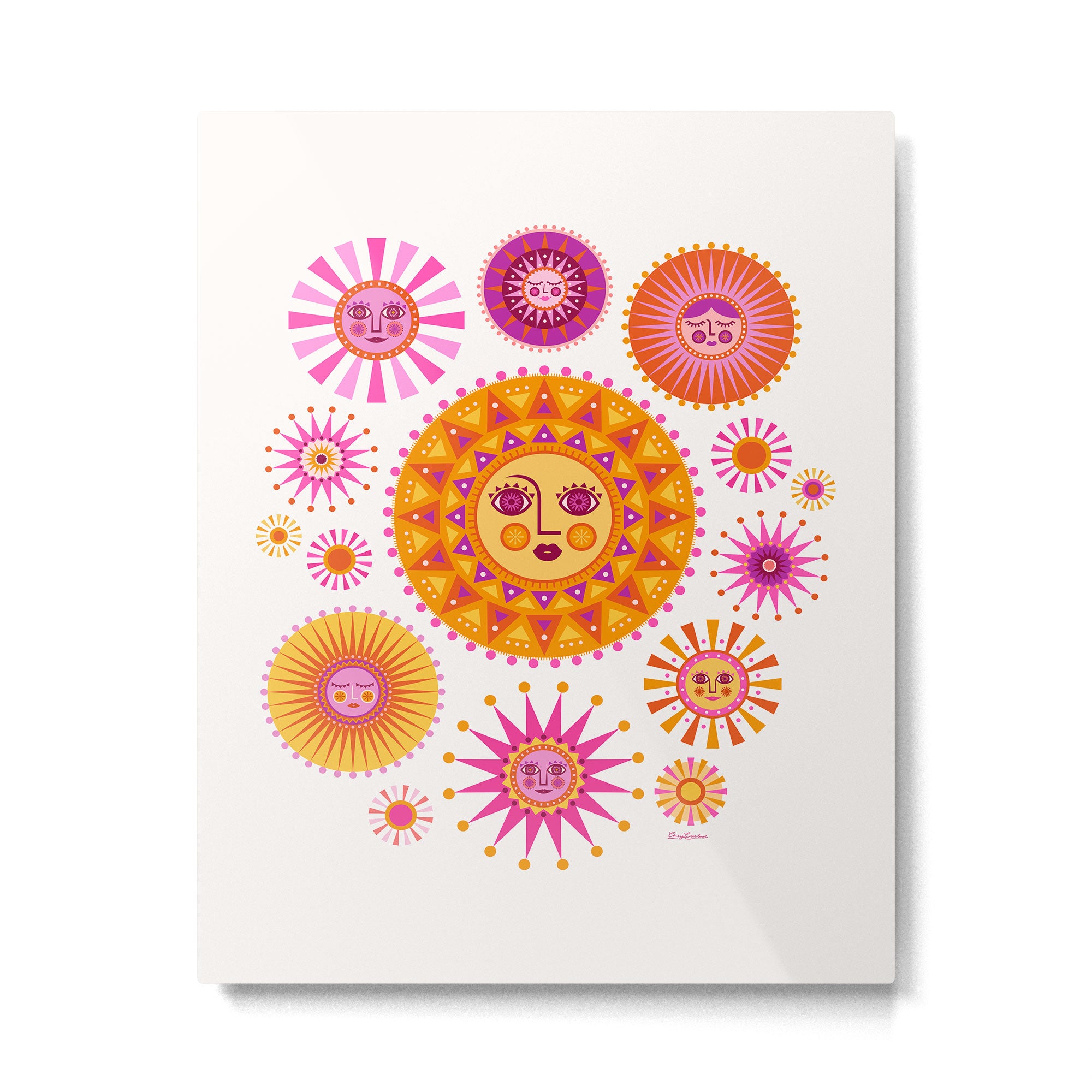 Retro Suns - Pink and Yellow Metal Print Gallery Image 4