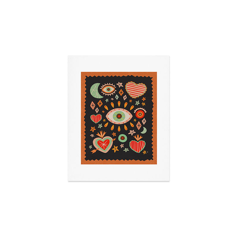 Sacred heart symbols & stars | Fall colors Art Print Gallery Image 1