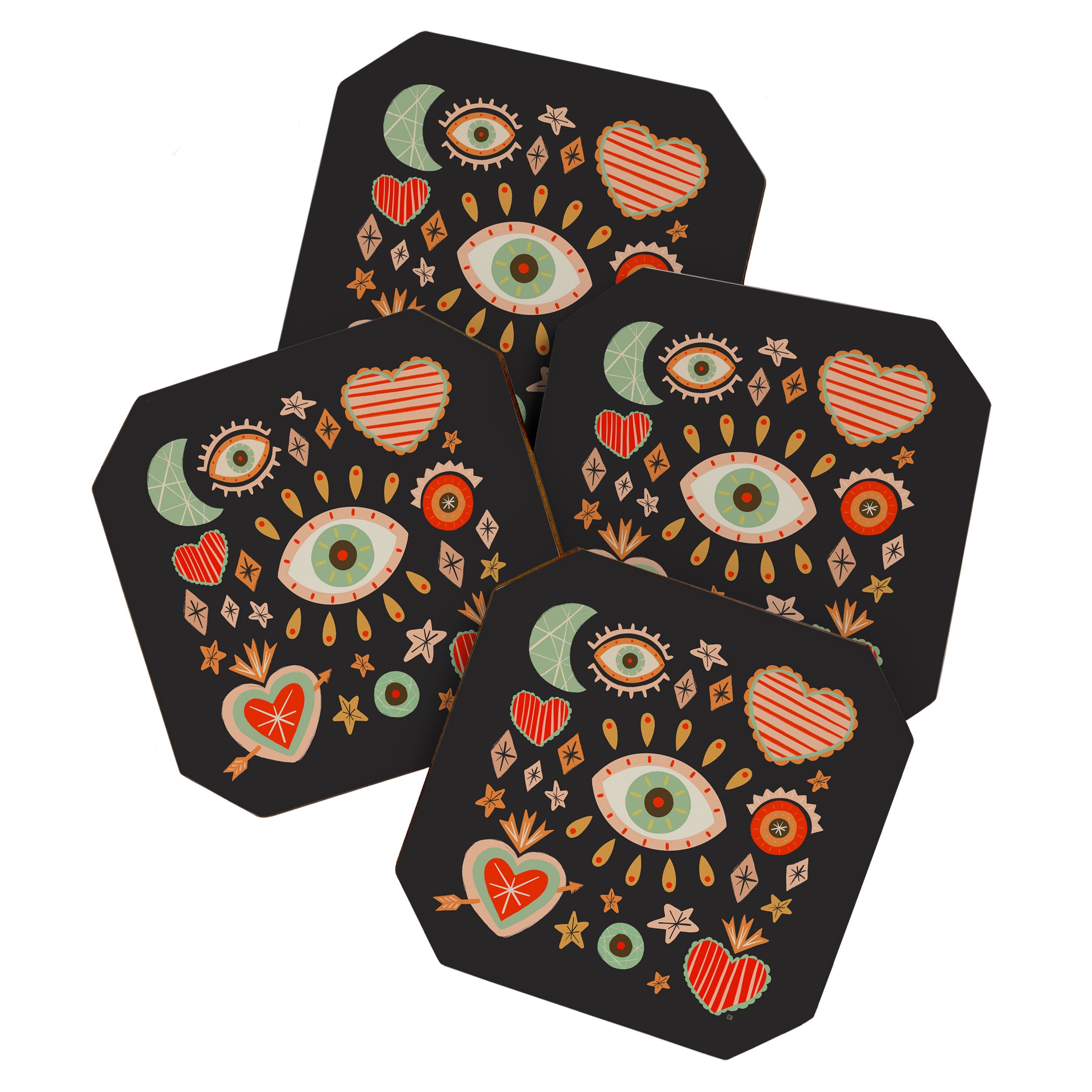 Sacred heart symbols & stars | Fall colors Coaster Gallery Image 1