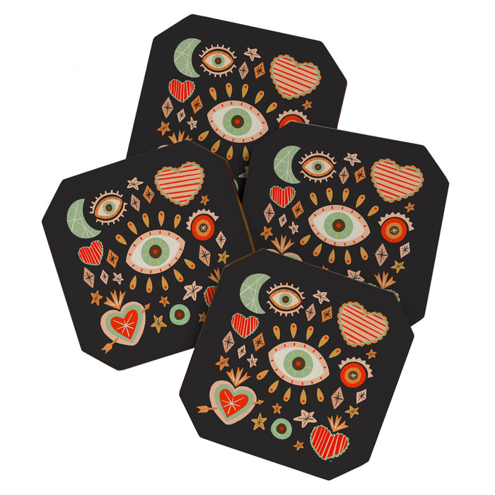 Sacred heart symbols & stars | Fall colors Coaster Gallery Image 1