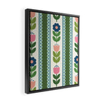 Scandi-Floral Stripes Green Pink Blue Framed Canvas Print Gallery Image 2