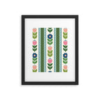 Scandi-Floral Stripes Green Pink Blue Framed Art Print Gallery Image 6