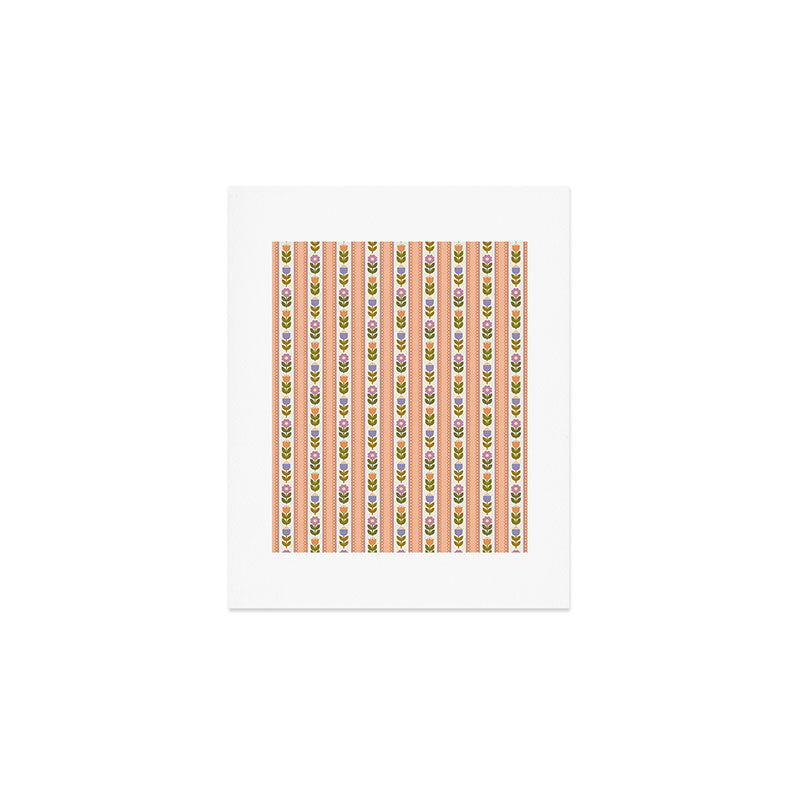 Scandi-Floral Stripes Harvest Art Print Gallery Image 1