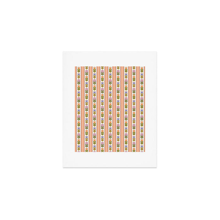 Scandi-Floral Stripes Harvest Art Print Gallery Image 1