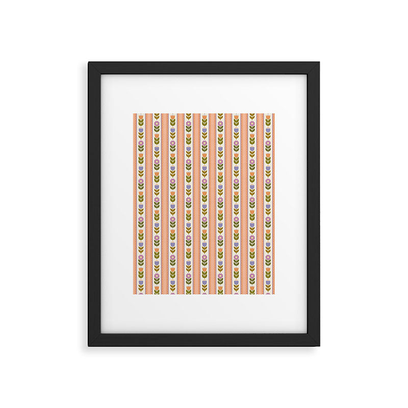 Scandi-Floral Stripes Harvest Framed Art Print Gallery Image 6