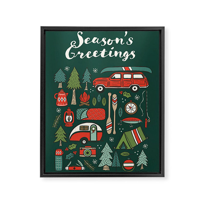 Seasons Greetings - Camping Christmas Framed Canvas Print Gallery Image 1