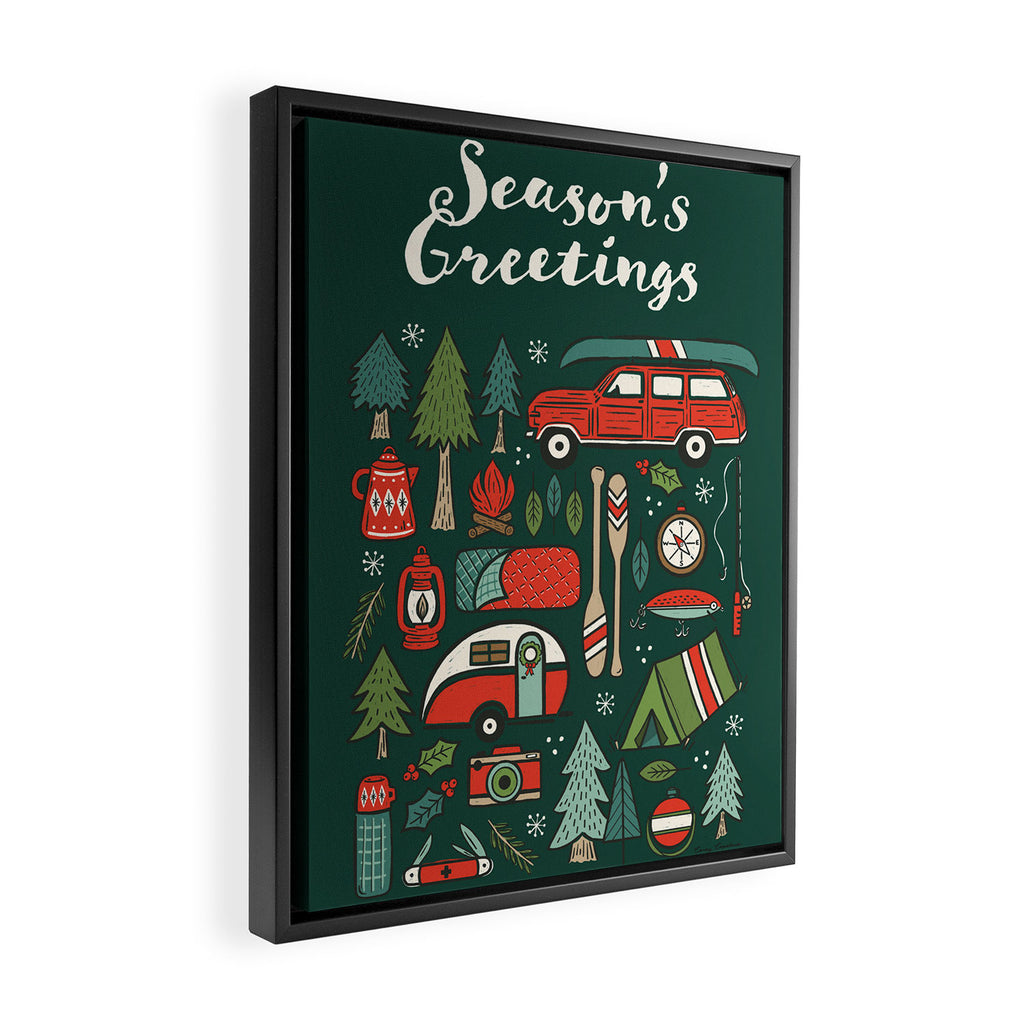 Seasons Greetings - Camping Christmas Framed Canvas Print Gallery Image 2