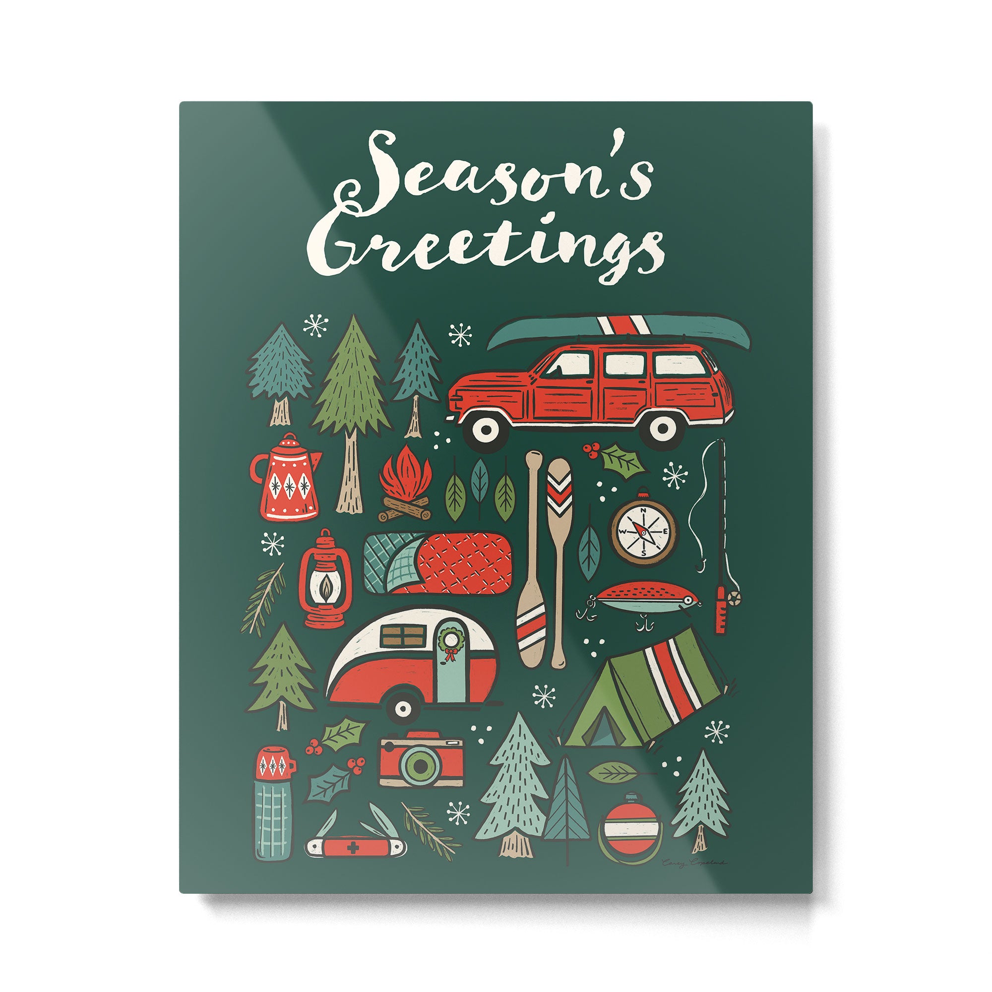 Seasons Greetings - Camping Christmas Metal Print Gallery Image 4