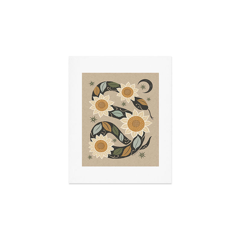 Snake and Sunflowers - Harvest Colors Art Print Gallery Image 1
