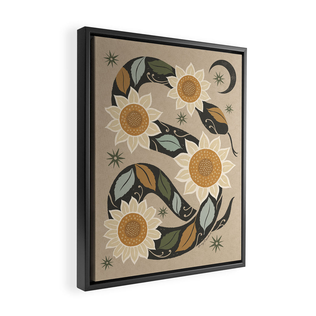 Snake and Sunflowers - Harvest Colors Framed Canvas Print Gallery Image 2