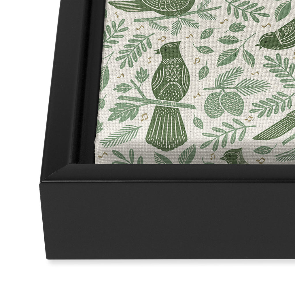 Song Birds - Green Framed Canvas Print Gallery Image 3