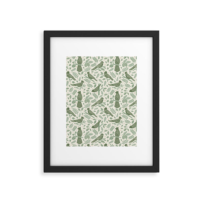 Song Birds - Green Framed Art Print Gallery Image 6