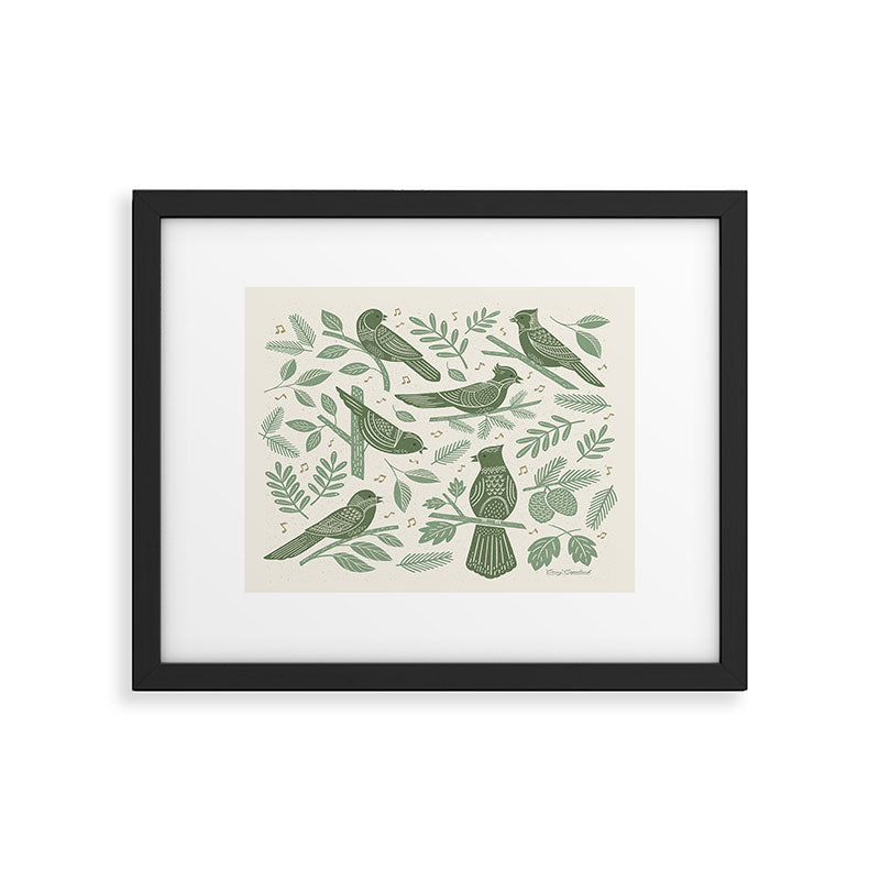 Song Birds - Green Framed Art Print Gallery Image 4