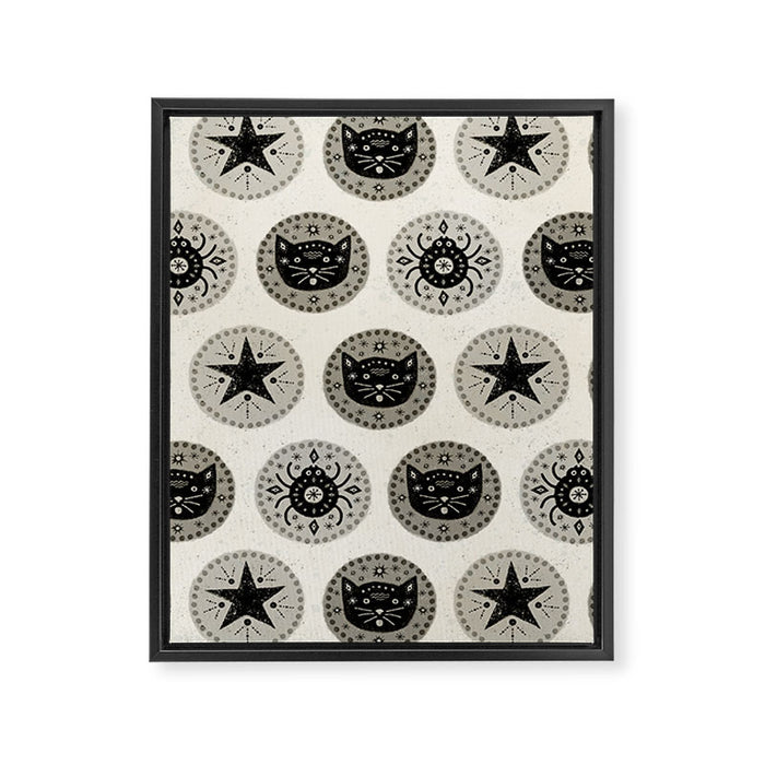 Star Cat | Halloween Neutral Framed Canvas Print Gallery Image 1