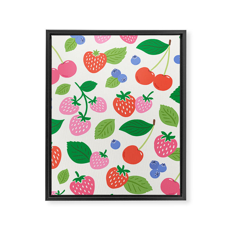 Strawberries and Cherries - Bright Colors Framed Canvas Print Gallery Image 8