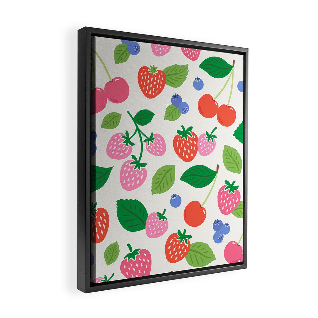 Strawberries and Cherries - Bright Colors Framed Canvas Print Gallery Image 2