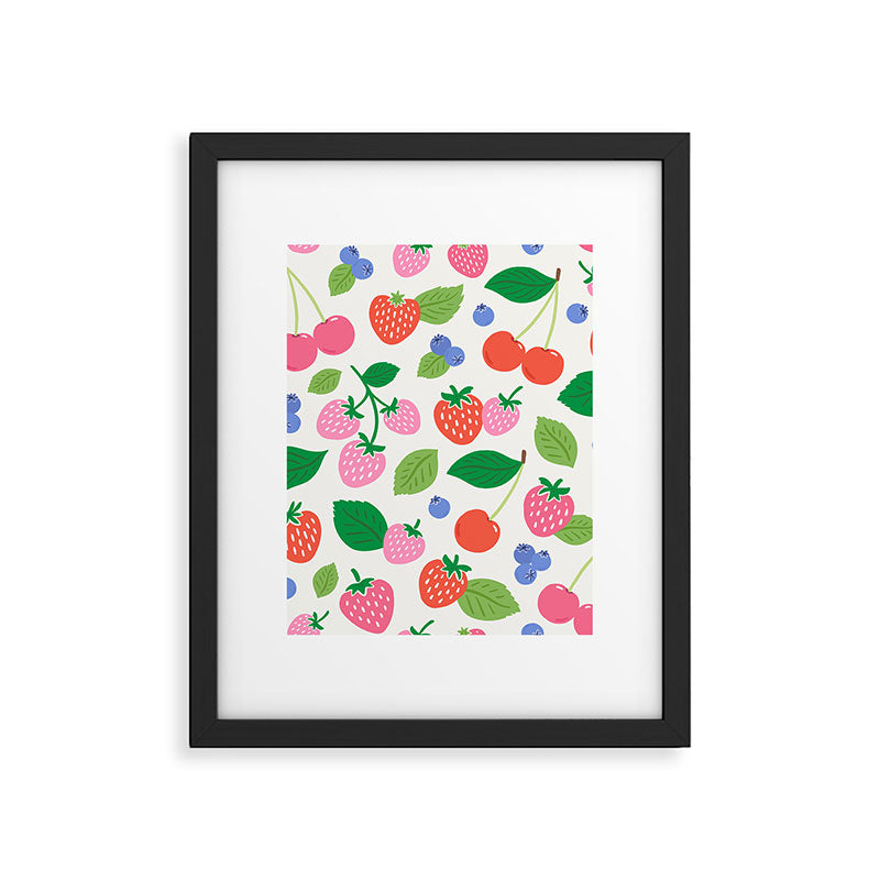 Strawberries and Cherries - Bright Colors Framed Art Print Gallery Image 6
