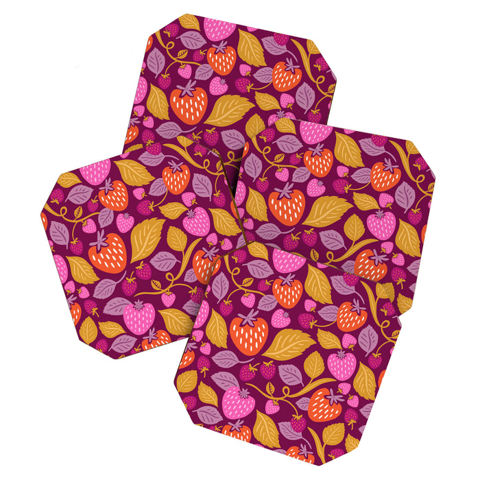 Strawberry Fields - Magenta Gold Coaster Gallery Image 1