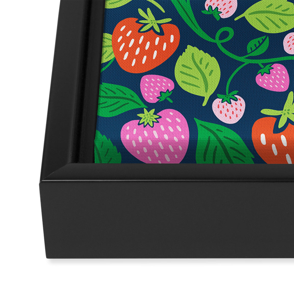 Strawberry Fields - Pink and Blue Framed Canvas Print Gallery Image 3