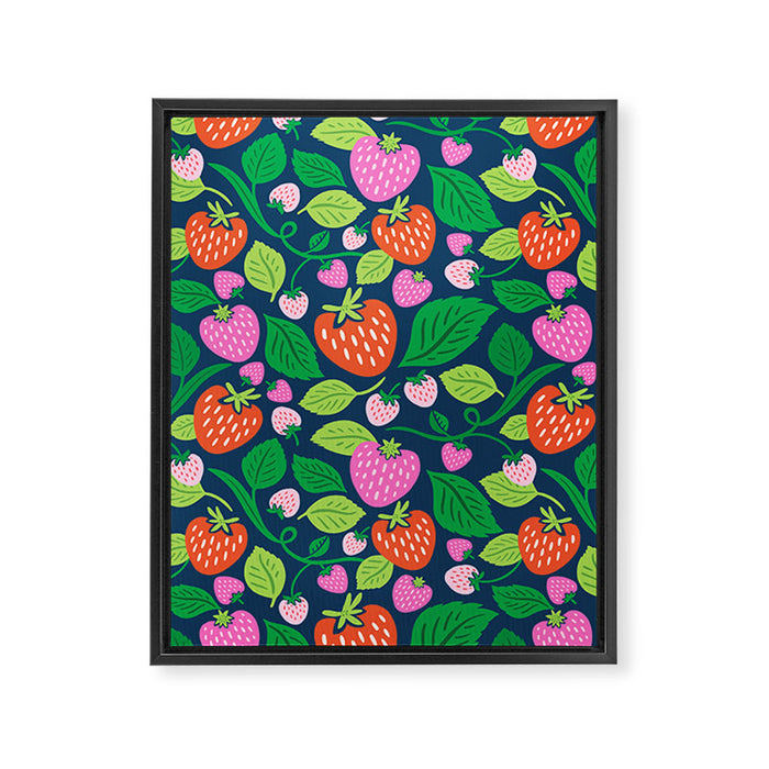 Strawberry Fields - Pink and Blue Framed Canvas Print Gallery Image 1
