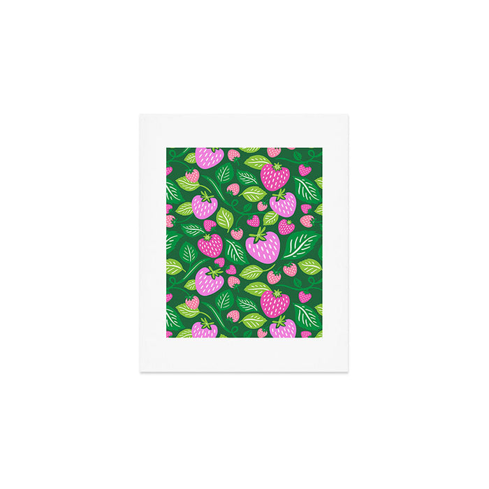 Strawberry Fields - Pink and Green Art Print Gallery Image 1