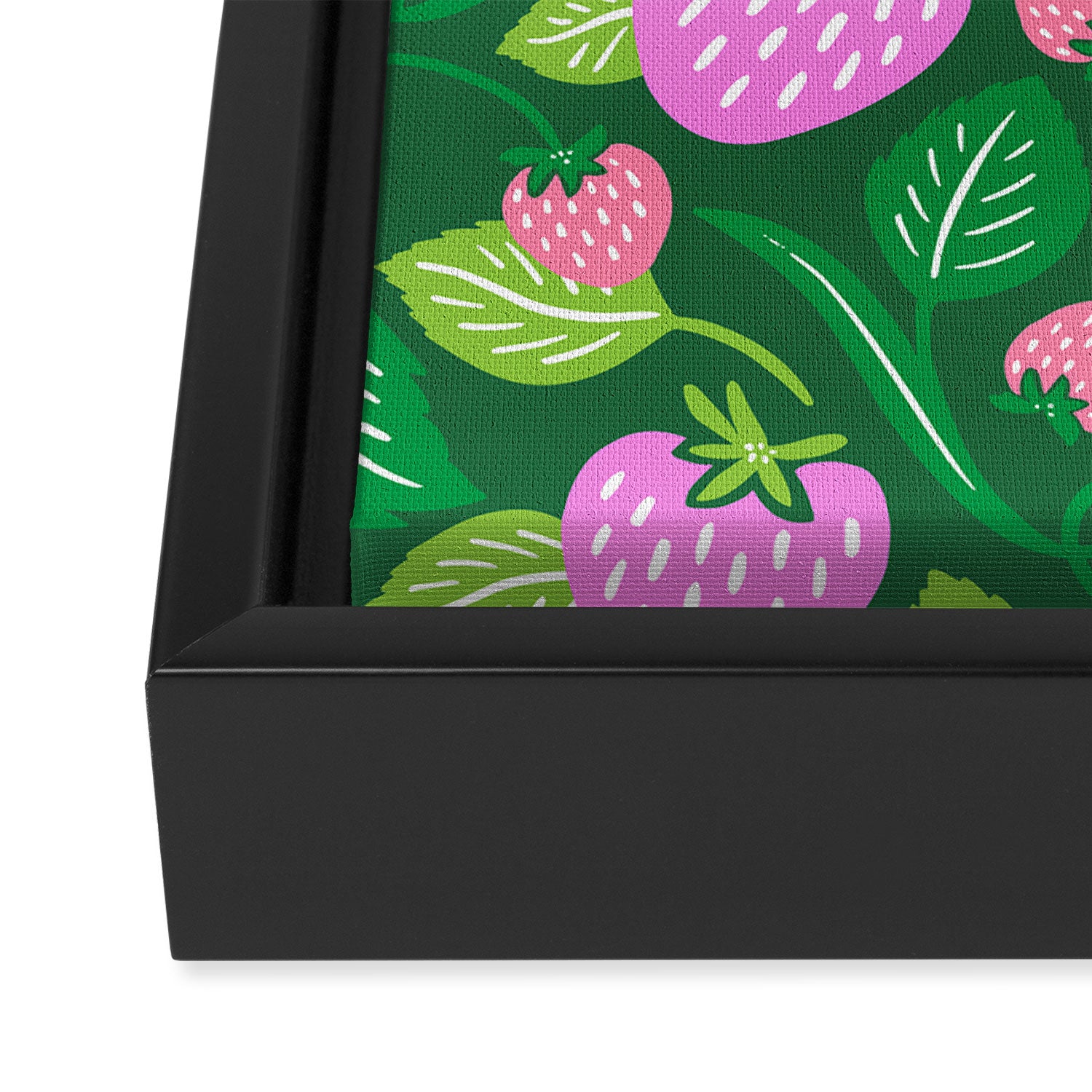 Strawberry Fields - Pink and Green Framed Canvas Print Gallery Image 3