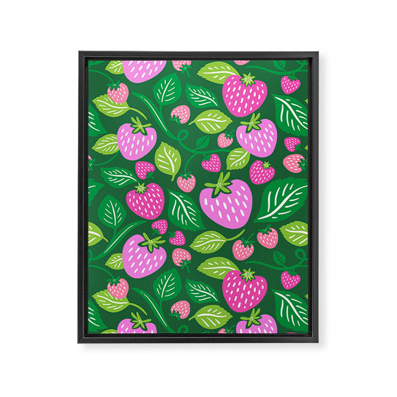 Strawberry Fields - Pink and Green Framed Canvas Print Gallery Image 8
