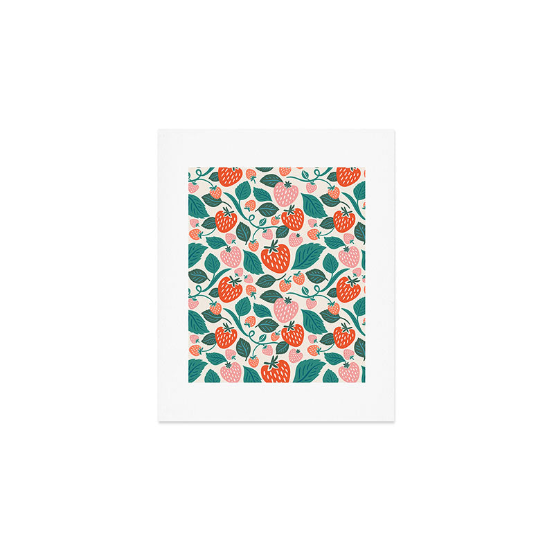 Strawberry Fields - Teal Art Print Gallery Image 1