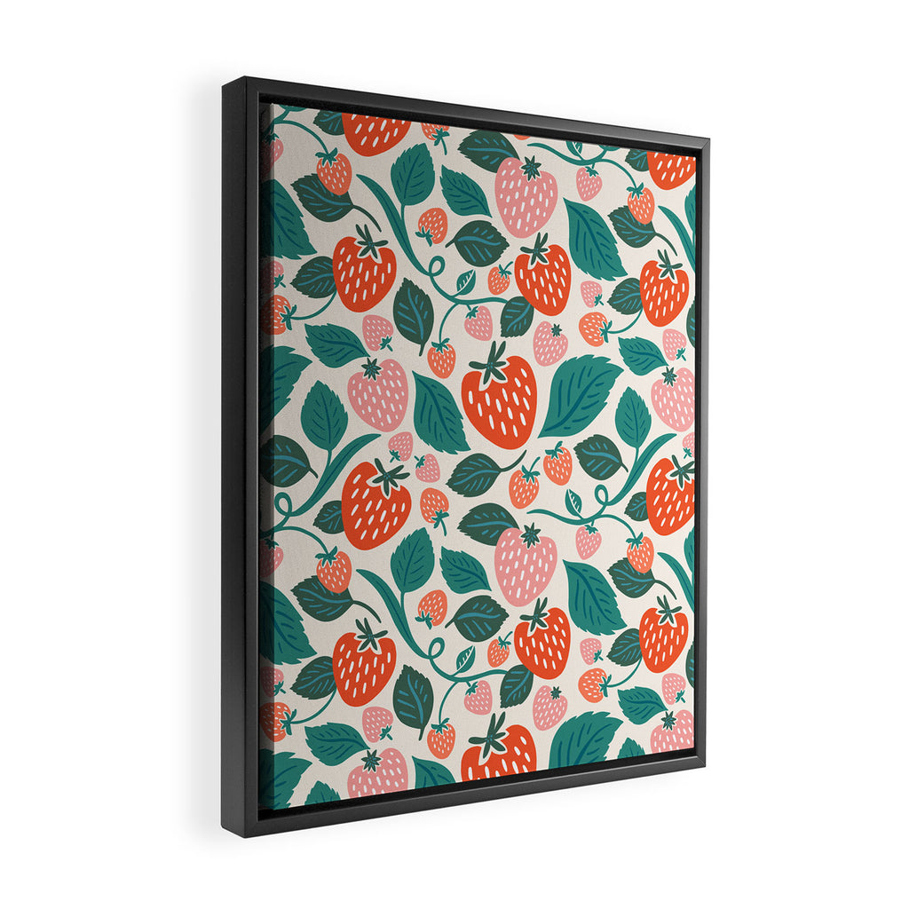 Strawberry Fields - Teal Framed Canvas Print Gallery Image 2