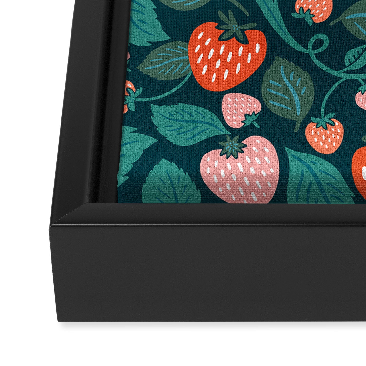 Strawberry Fields - Teal Green & Red Framed Canvas Print Gallery Image 3