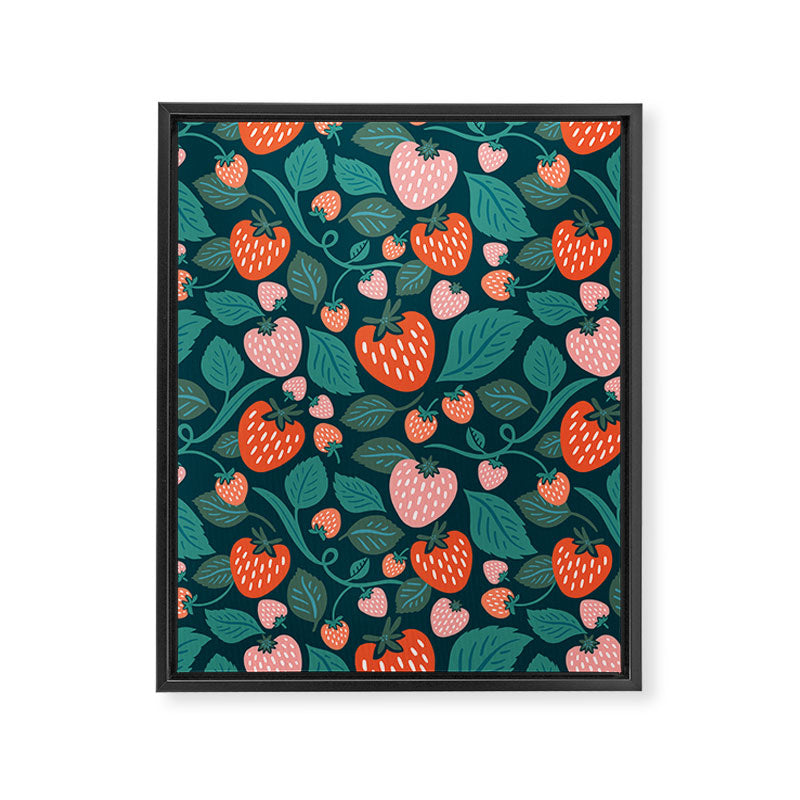 Strawberry Fields - Teal Green & Red Framed Canvas Print Gallery Image 8