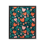 Strawberry Fields - Teal Green & Red Framed Canvas Print Gallery Image 8