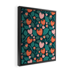 Strawberry Fields - Teal Green & Red Framed Canvas Print Gallery Image 2