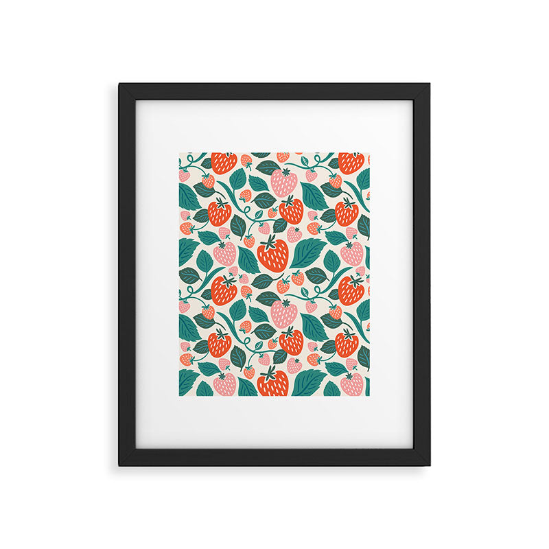 Strawberry Fields - Teal Framed Art Print Gallery Image 6