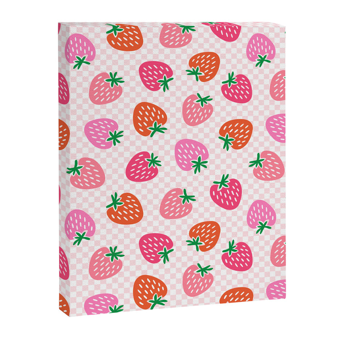 Strawberry Toss on Checks - Pink and Green Canvas Print Gallery Image 1