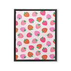 Strawberry Toss on Checks - Pink and Green Framed Canvas Print Gallery Image 8