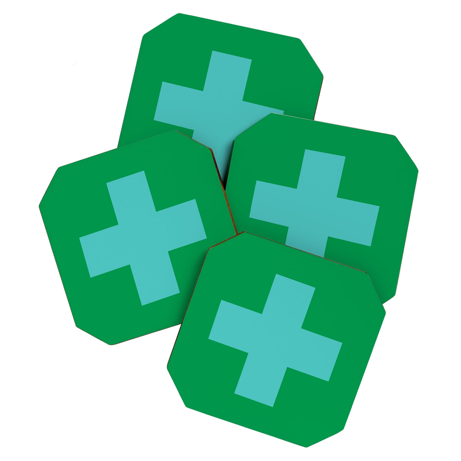 Swiss Cross Symbol in Blue & Green Coaster Gallery Image 1